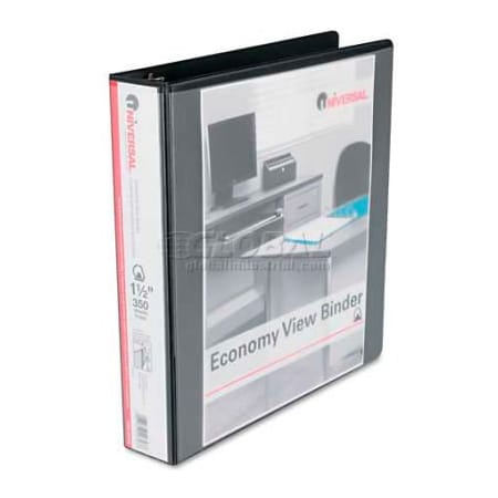 Universal Universal Economy D-Ring Vinyl View Binder, 1-1/2" Capacity, Black UNV20743***